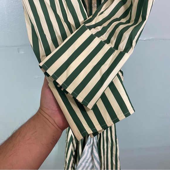 Simon Miller Loch Poplin Maxi Button Down Dress Striped Green Cut Out Large - Picture 7 of 15